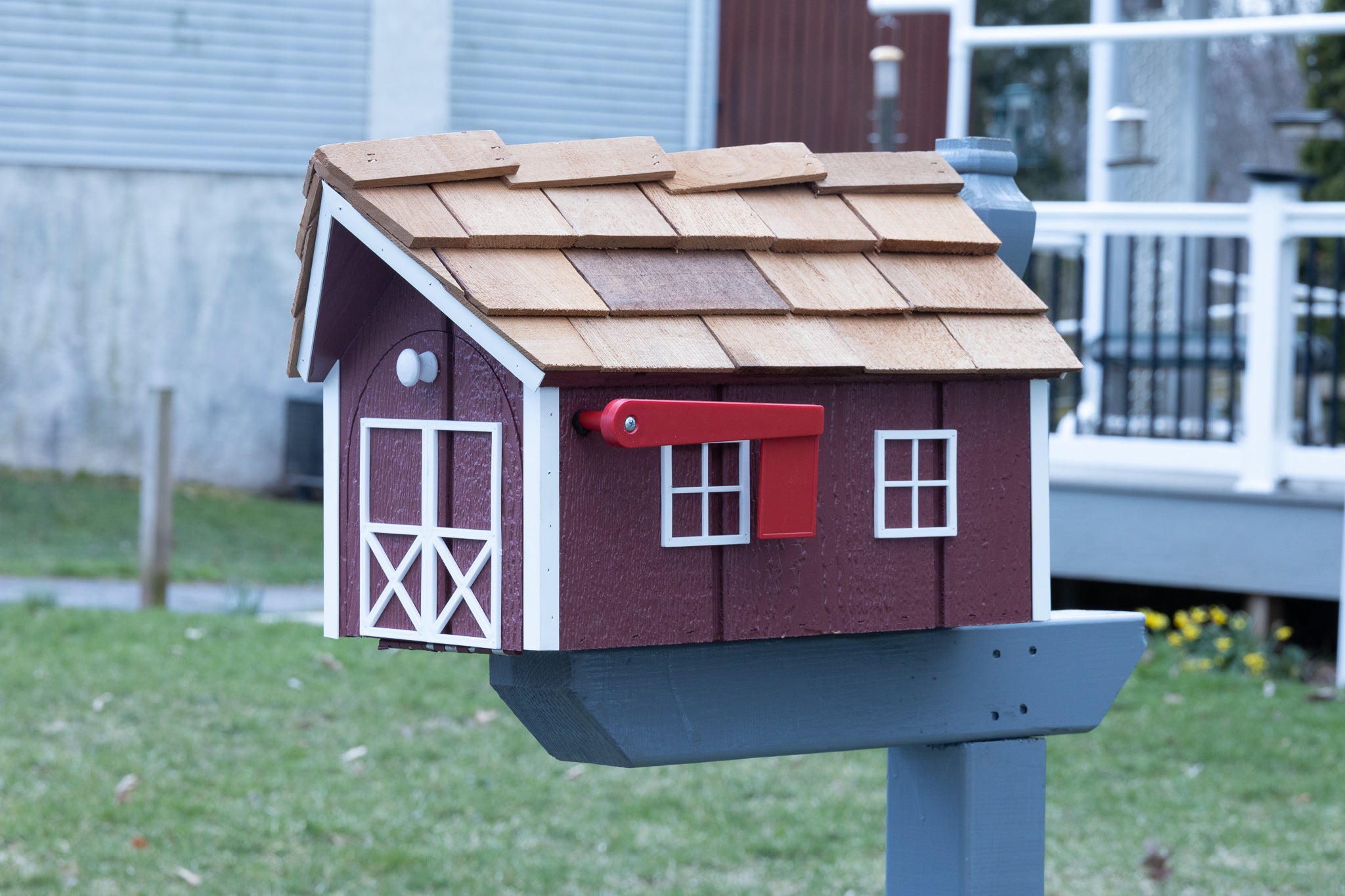 Wood Mailbox (Cedar Shake Roof, Color Selection)
