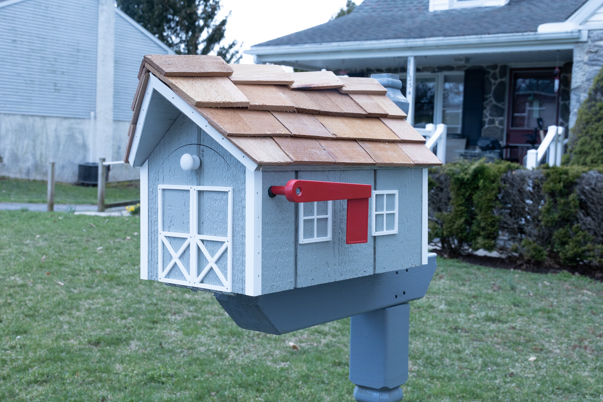 Wood Mailbox (Cedar Shake Roof, Color Selection)