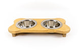 Wooden Double Pet Feeder (Low, Pint Capacity Bowls)
