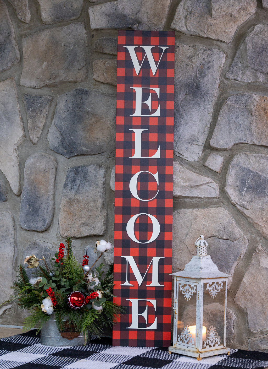 Porch Sign (Plaid Welcome)