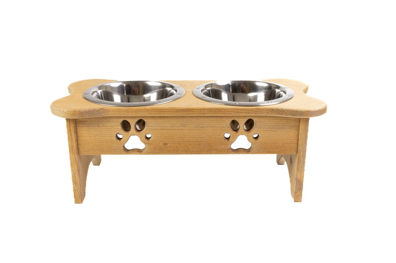 Wooden Double Pet Feeder (Medium, 2 Quart Bowl Capacity)