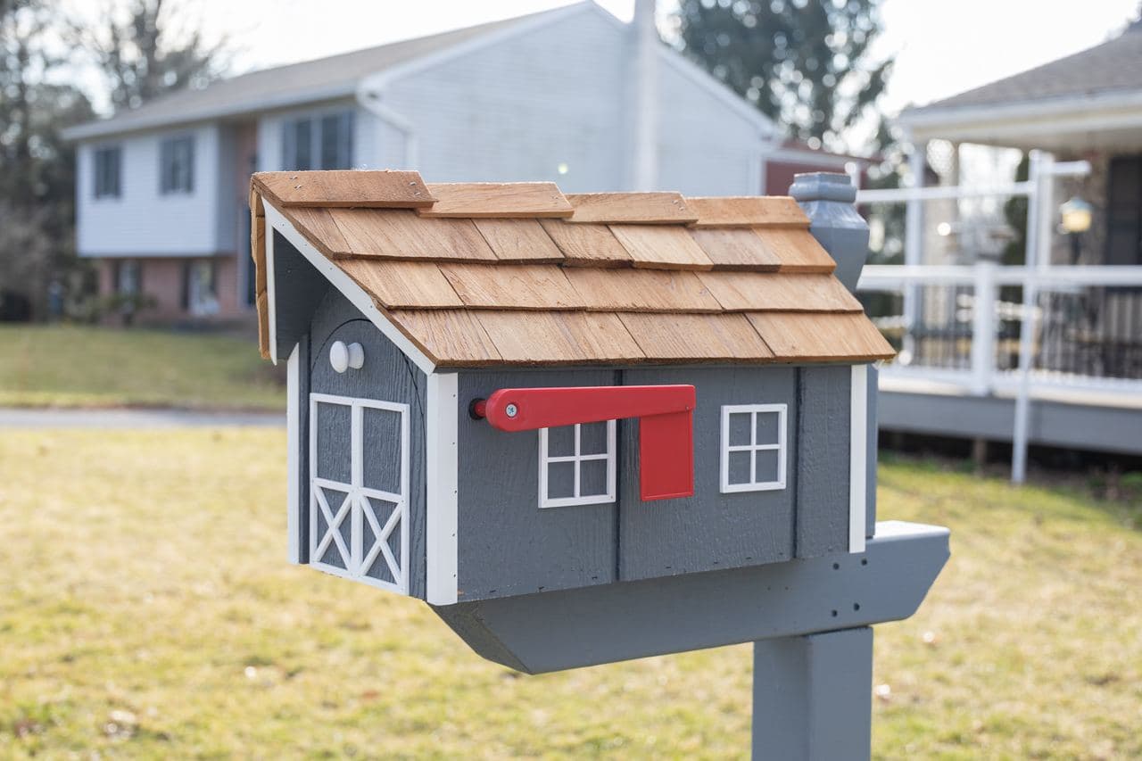 Wood Mailbox (Cedar Shake Roof, Color Selection)